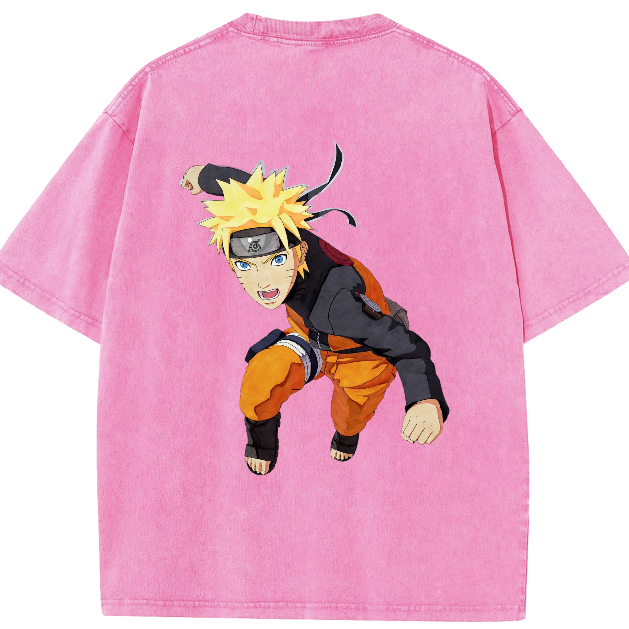 （画像用） NARUTO -ナルト- うずまき ナルト Uzumaki Naruto 綿100% ヴィンテージ風 半袖Tシャツ（背面プリント）